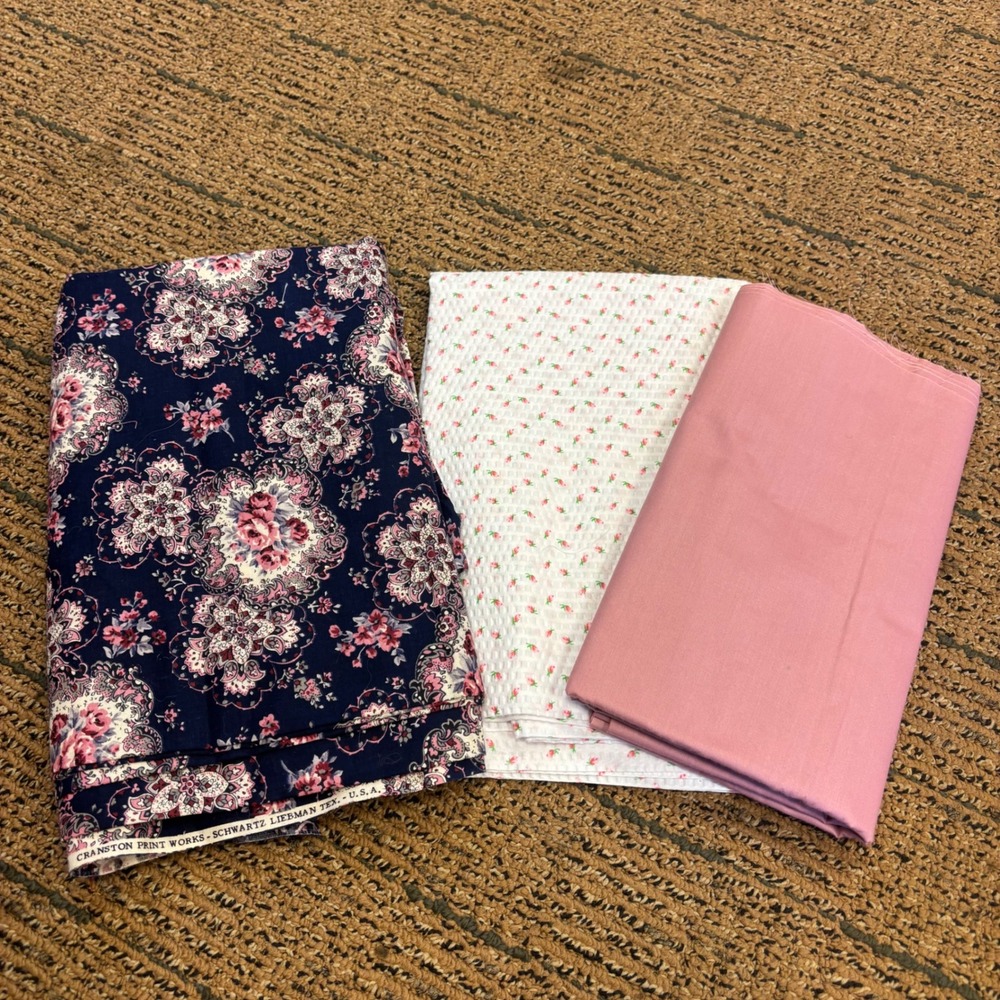 Vintage Cranston Print Works & Springs Creative Floral Fabric Bundle 3 Pieces